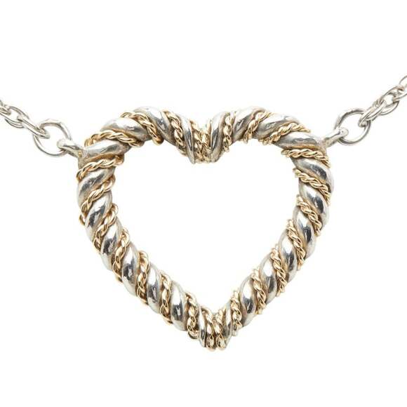 Tiffany & Co. Twist Heart Necklace, Silver Gold (SV925), 18K Yellow Combinati...